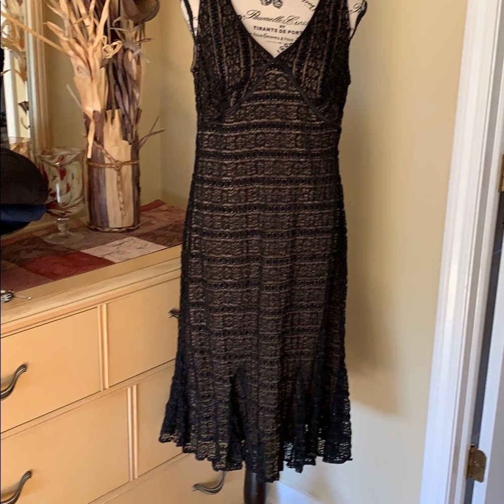 NWT Black Lace Double V Dress Size Large